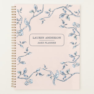 Elegant Pink & blue French toile  Planner