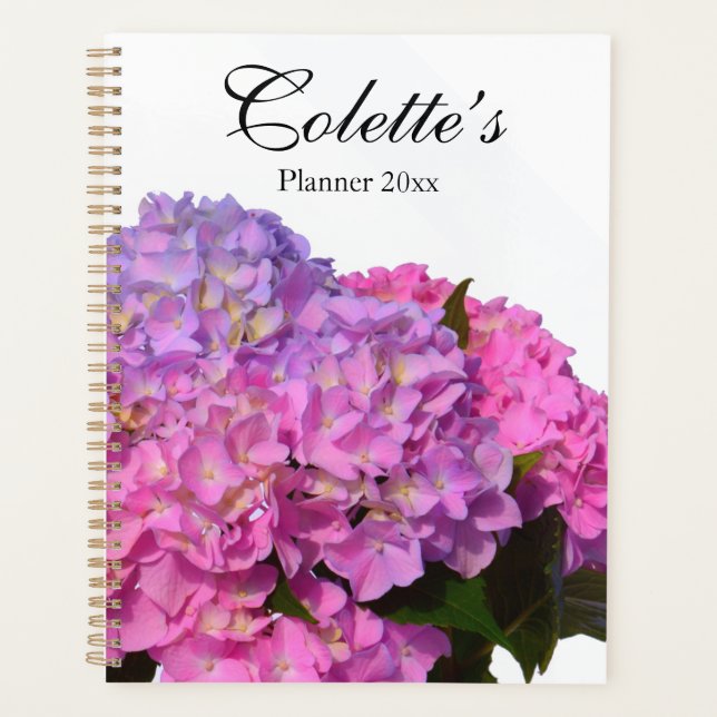 Elegant Pink Blue Hydrangeas pink purple for her Planner (Front)