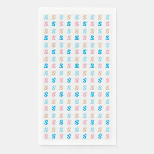 Elegant Pink Blue Monogrammed Fun Letter Pattern Napkin