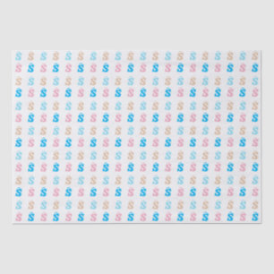 Elegant Pink Blue Monogrammed Fun Letter Pattern Tissue Paper