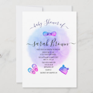 ELEGANT PINK & BLUE WATERCOLOR BABY SHOWER INVITATION