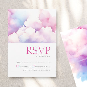 Elegant Pink Blue White Clouds Monogram Wedding Save The Date
