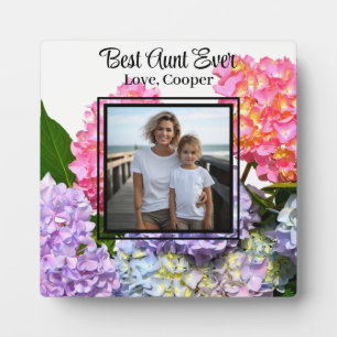 Elegant pink blue yellow green floral hydrangeas plaque