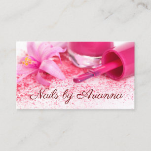 Elegant Pink Blume Nail Technician Business Card