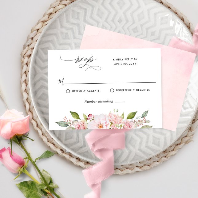 Elegant Pink, Blush and Rose Gold Wedding RSVP (Creator Uploaded)
