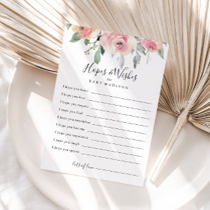 Elegant Pink Blush Baby Shower Hopes & Wishes Card
