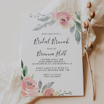 Elegant Pink Blush Bridal Brunch Bridal Shower Invitation<br><div class="desc">This elegant pink blush bridal brunch bridal shower invitation is perfect for a simple wedding shower. The design features hand-drawn pink blush roses and peonies with green and grey leaves,  inspiring natural beauty.</div>