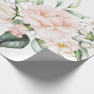 Elegant pink Blush Eucalyptus Greenery Wedding Wrapping Paper