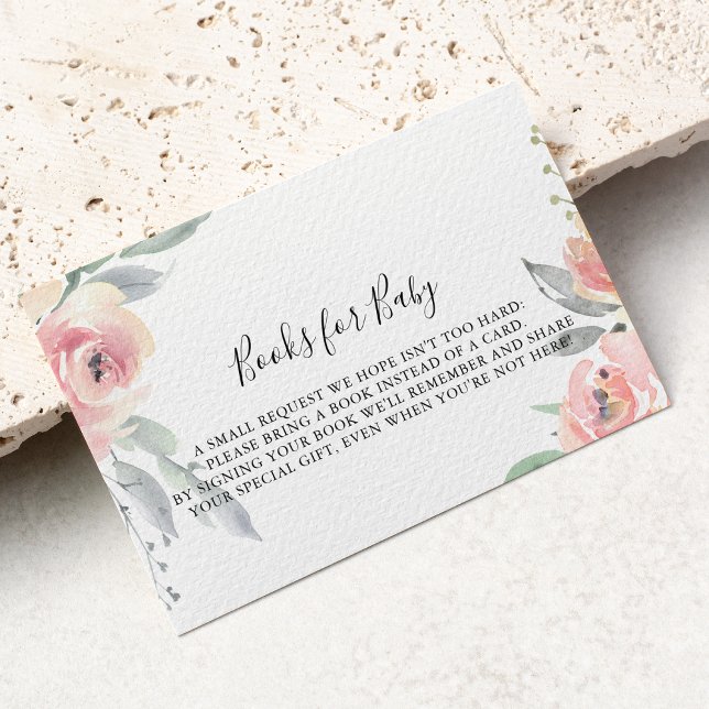 Elegant Pink Blush Floral Baby Shower Book Request Enclosure Card (Creator Uploaded)