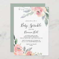 Elegant Pink Blush Floral Baby Sprinkle