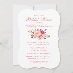 Elegant Pink Blush Floral  Bridal Shower Invite