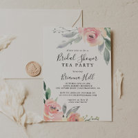 Elegant Pink Blush Floral Bridal Shower Tea Party