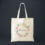 Elegant Pink Blush Floral Bridesmaid Tote Bag<br><div class="desc">This elegant pink blush floral bridesmaid tote bag is the perfect wedding gift to present your bridesmaids and maid of honour for a modern wedding. The design features hand-drawn pink blush roses and peonies with green and grey leaves,  inspiring natural beauty.</div>
