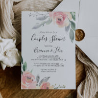 Elegant Pink Blush Floral Couples Shower
