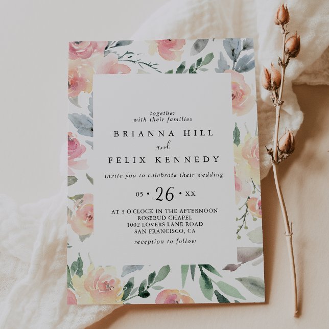 Elegant Pink Blush Floral Geometric Casual Wedding Invitation (Creator Uploaded)