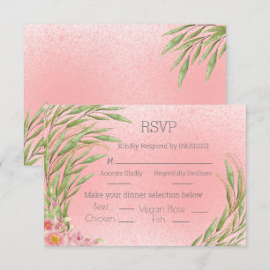 Elegant Pink Blush Floral Greenery Watercolor RSVP
