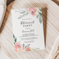Elegant Pink Blush Floral Retirement Party