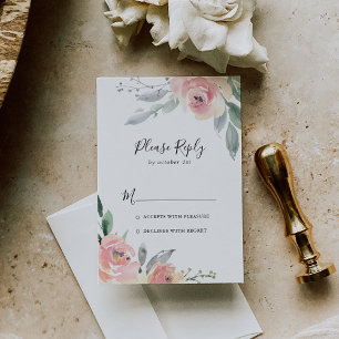 Elegant Pink Blush Floral RSVP