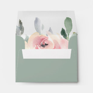 Elegant Pink Blush Floral Self-Addressed RSVP Envelope