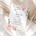 Elegant Pink Blush Floral Surprise Party Invitation<br><div class="desc">This elegant pink blush floral surprise party invitation is perfect for a modern birthday,  retirement or any surprise party. The design features hand-drawn pink blush roses and peonies with green and grey leaves,  inspiring natural beauty.</div>