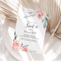 Elegant Pink Blush Floral Sweet 16 Birthday Party