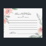 Elegant Pink Blush Floral Wedding Advice Card<br><div class="desc">This elegant pink blush floral wedding advice card is perfect for a modern wedding. The design features hand-drawn pink blush roses and peonies with green and grey leaves, inspiring natural beauty. These cards are perfect for a wedding, bridal shower, baby shower, graduation party & more. Personalise the cards with the...</div>