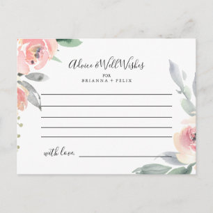 Elegant Pink Blush Floral Wedding Advice Card