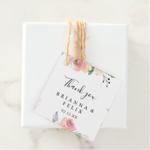 Elegant Pink Blush Floral Wedding Favour Tags