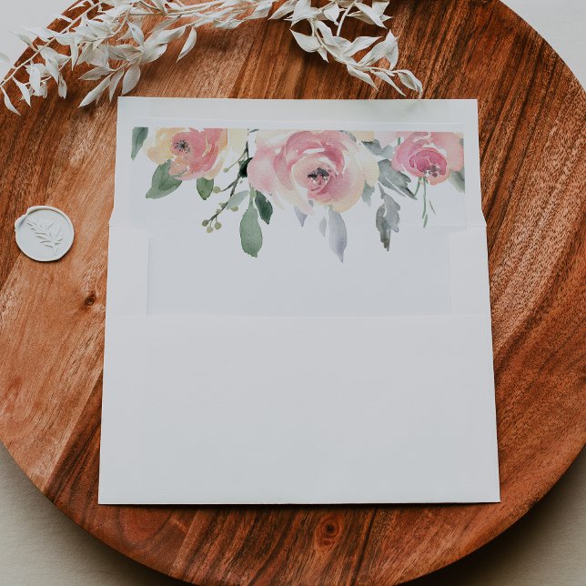 Elegant Pink Blush Floral Wedding Invitation Envelope (Creator Uploaded)