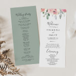 Elegant Pink Blush Floral Wedding Program Programme<br><div class="desc">This elegant pink blush floral wedding program is perfect for a modern wedding. The design features hand-drawn pink blush roses and peonies with green and grey leaves,  inspiring natural beauty.</div>