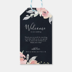 Elegant Pink Blush Floral Wedding Welcome Gift Tag
