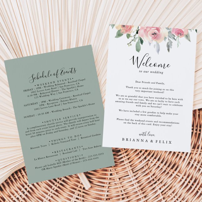 Elegant Pink Blush Floral Wedding Welcome Letter (Creator Uploaded)
