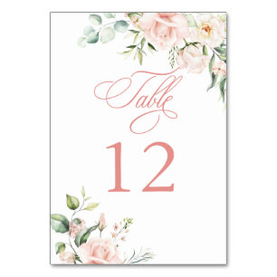 Elegant Pink Blush Florals Baby Shower Table Number
