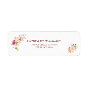 Elegant Pink Blush Flowers Return Address