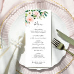 Elegant Pink Blush Flowers Wedding Dinner Menu<br><div class="desc">For further customisation,  please click the "customise further" link and use our design tool to modify this template.</div>