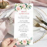 Elegant Pink Blush Flowers Wedding Dinner Menu<br><div class="desc">For further customisation,  please click the "customise further" link and use our design tool to modify this template.</div>