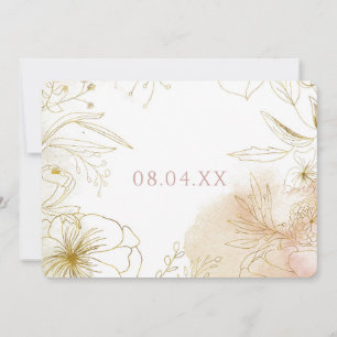 Elegant Pink Blush Gold Floral Watercolor Save The Date
