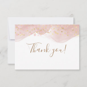 Elegant pink blush gold glitter sparkles thank you card