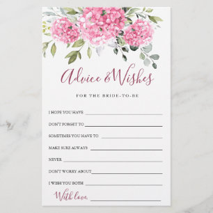 Elegant Pink Blush Hydrangea Advice & Wishes Card