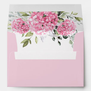 Elegant Pink Blush Hydrangea Eucalyptus Floral Envelope