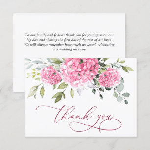 Elegant Pink Blush Hydrangea Eucalyptus Floral Thank You Card