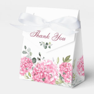 Elegant Pink Blush Hydrangea Eucalyptus Wedding Favour Box