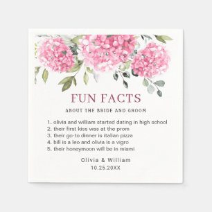 Elegant Pink Blush Hydrangea Fun Facts Wedding Napkin