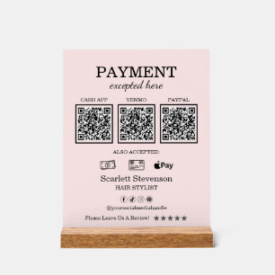 Elegant Pink Blush QR Code Payment Acrylic Sign