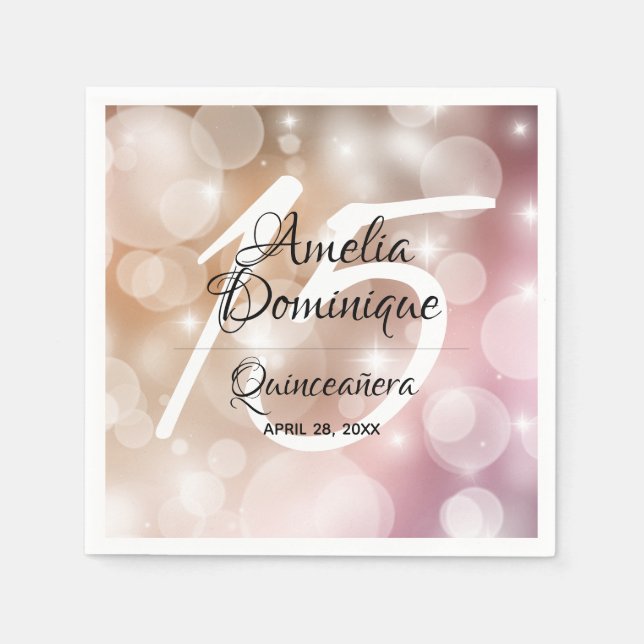 Elegant Pink Blush Quinceañera Napkin (Front)