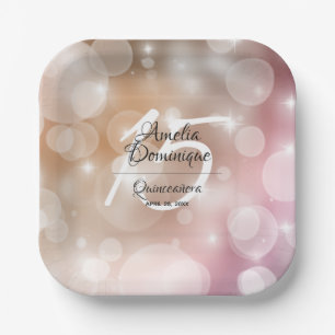 Elegant Pink Blush Quinceañera Paper Plate