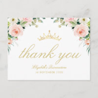 elegant pink blush quinceanera thank you card