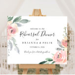Elegant Pink Blush Rehearsal Dinner Welcome Sign<br><div class="desc">This elegant pink blush rehearsal dinner welcome sign is perfect for a modern wedding rehearsal. The design features hand-drawn pink blush roses and peonies with green and grey leaves,  inspiring natural beauty.</div>