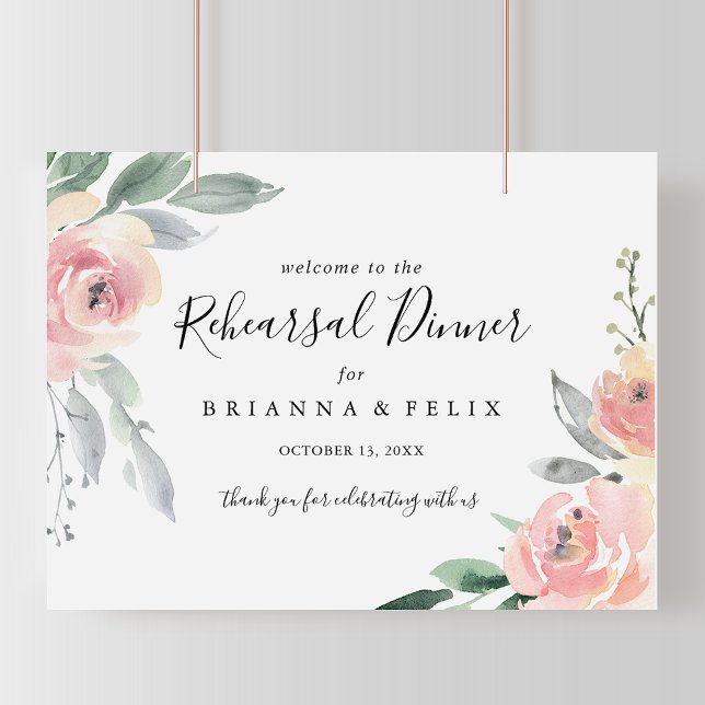 Elegant Pink Blush Rehearsal Dinner Welcome Sign (Creator Uploaded)