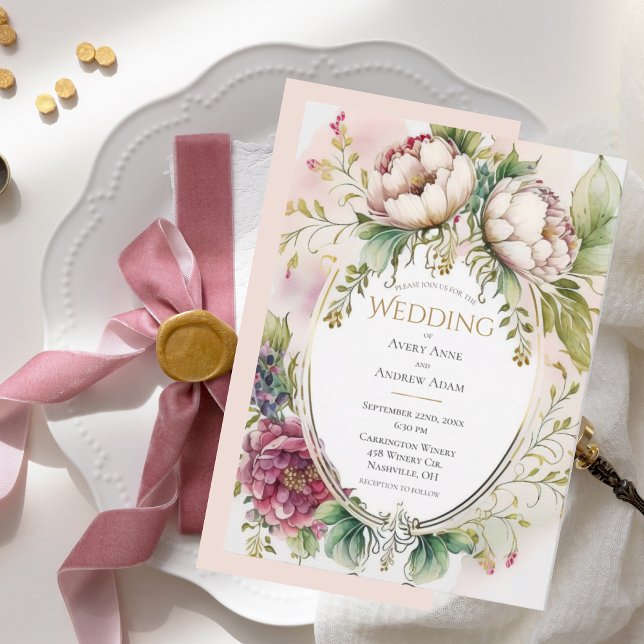 Elegant Pink Blush Romantic Wedding Invitation (Creator Uploaded)